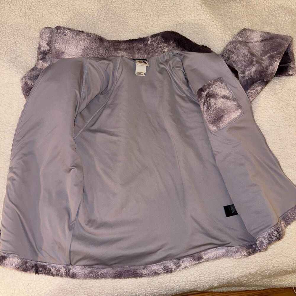 The North Face Womens Sherpa Purple White Tie Dye Zipper Jacket Medium EUC - Picture 7 of 11